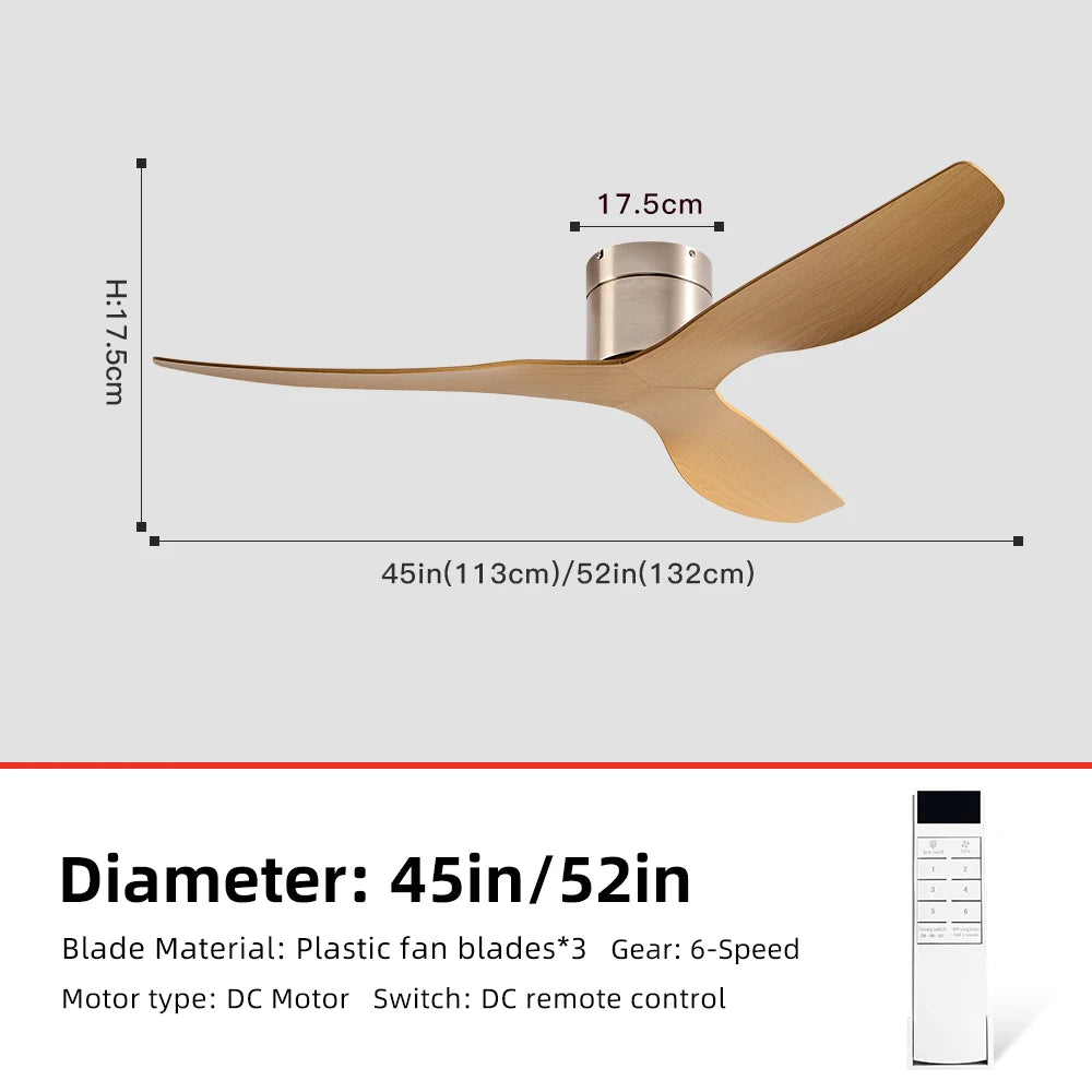 FUMANJIA 45/52" Industrial Retro Ceiling Fan, Ideal for Living/Dining Areas, Home & Office - 6 - Speed Silent DC Inverter Motor