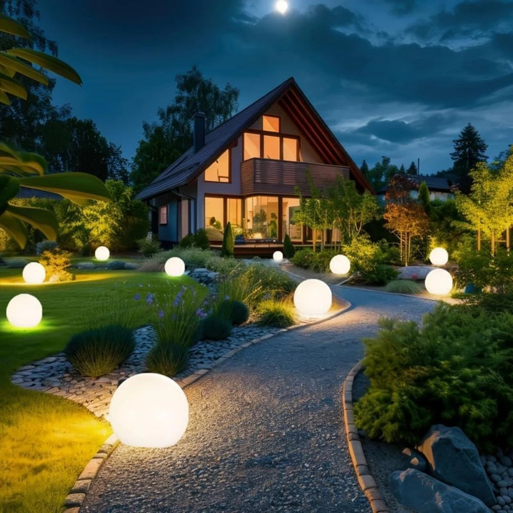 LED Ball Light Solar Rechargeable Globe Light Waterproof Outdoor Garden RGB Lamp for Patio Pool Yard Bar Party Decor Lighting