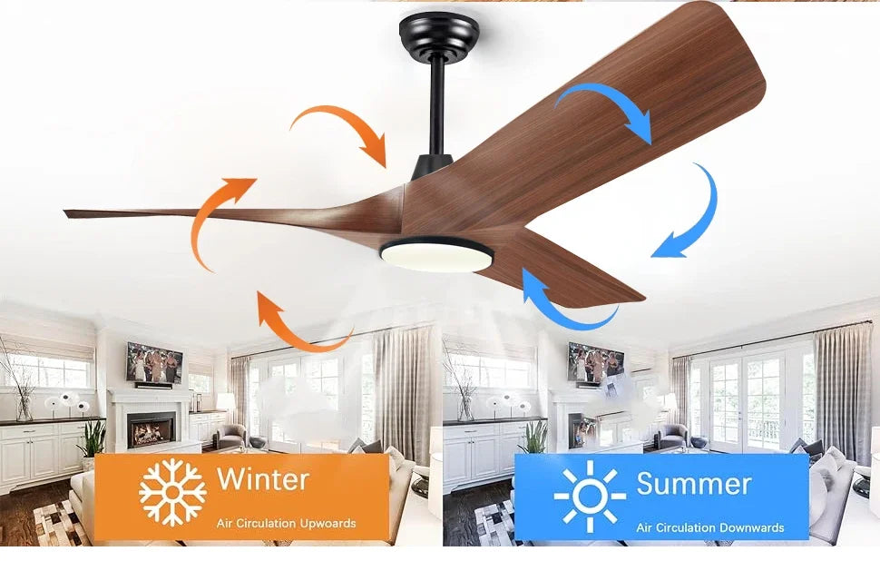 52 Inch Walnut Ceiling Fan, Remote Control with Adjustable Lights, 3 Fan Blades Reversible DC Motor Ceiling Fan, Decorative Fan