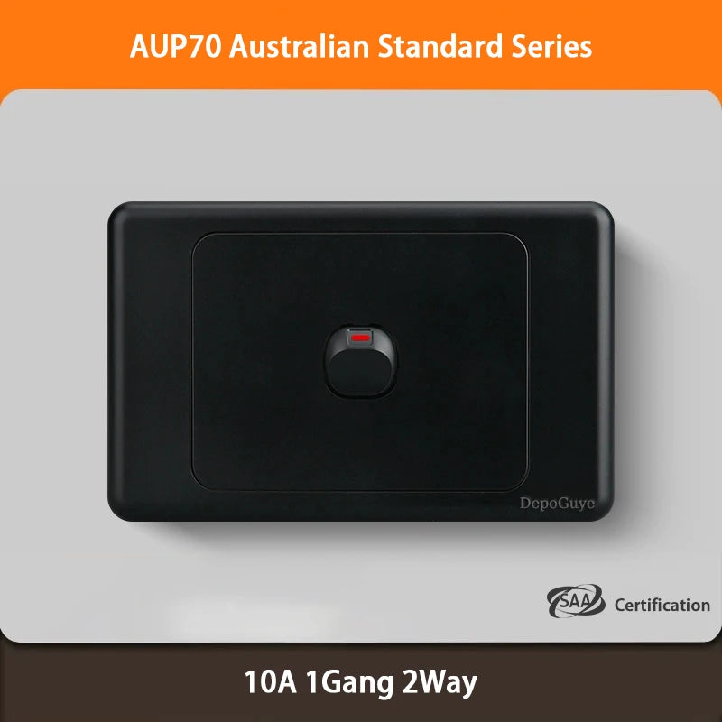 Black Australian Standard USB C Wall Dual Socket with 1/2/3Gang Switch,AU Plug Adapter Mobile Phone Charging Power 10A Outlet