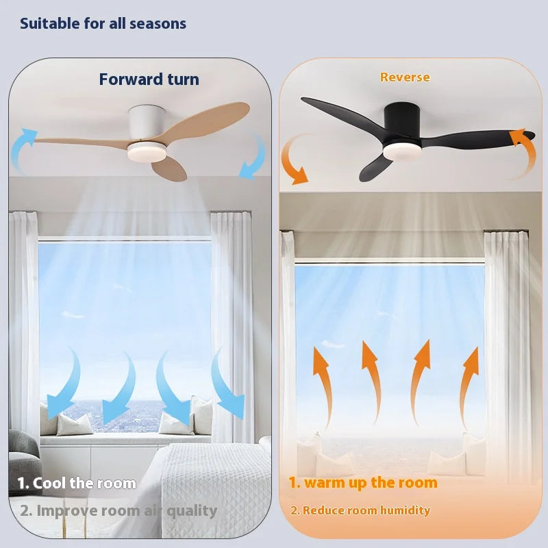 Nordic Ceiling Fan with Lights Dimmable Light Remote Control Quiet DC Motor Fans with Timer for Home Bedroom Living Room Foyer