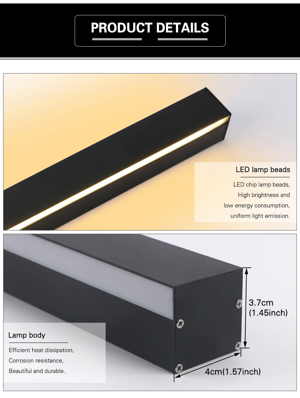 Long Wall Light outdoor Waterproof Modern Long Strip LED lighting wall lamp IP65 Garden AC 85-256v outdoorDecoration
