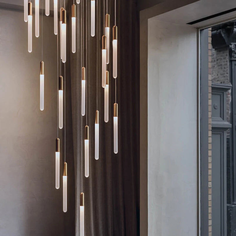 Bar Chandelier Modern Living Room Lamp Hanging Lamps Apartment Villa Hotel Penthouse Chandelier Column Staircase Chandelier