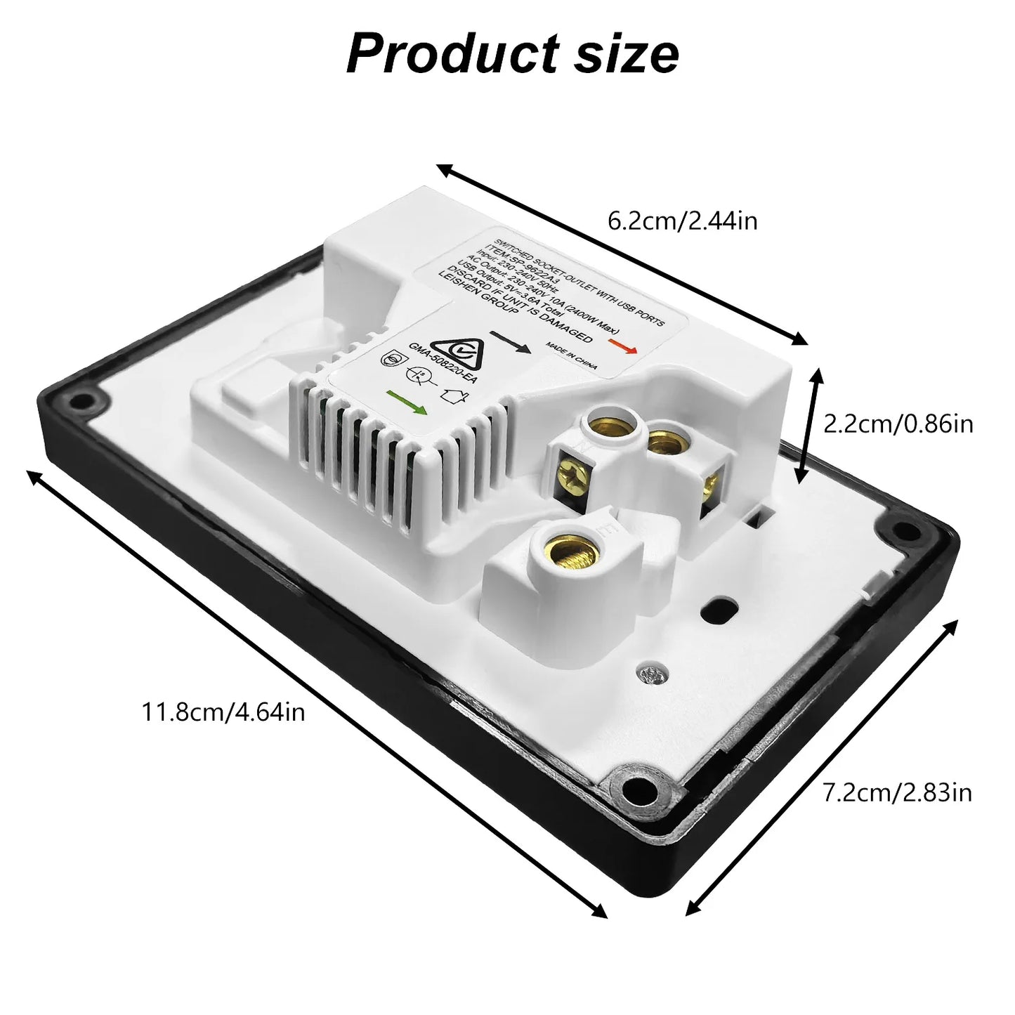 Australian Standard USB Wall Socket Dual Outlet with Type-C and Switch, AU Plug Adapter Mobile Phone Charging Power Socket 10A