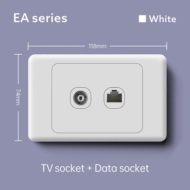 118 Type Australian Standard 1/2/3/4/5/6 Gang Six-hole 15A Wall Switch Socket USB Type-c Port Fast Charging Power Socket Panel