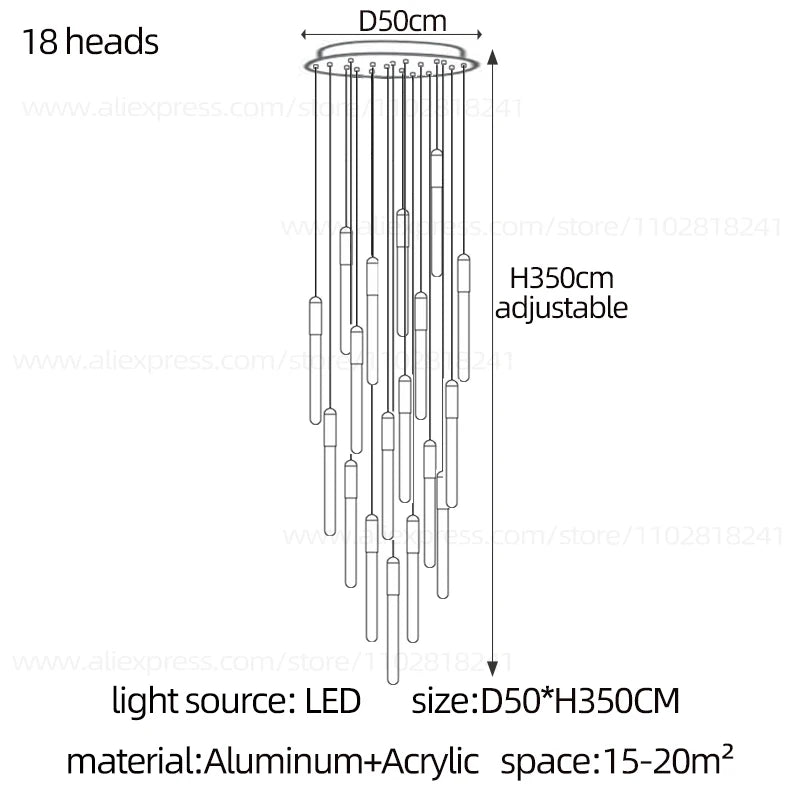 Bar Chandelier Modern Living Room Lamp Hanging Lamps Apartment Villa Hotel Penthouse Chandelier Column Staircase Chandelier