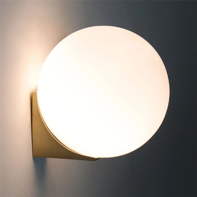 Nordic Minimalist Wall Lamp G9 Milk White Glass Ball Wall Light Modern Living Room Hallway Interior Decoration Lighting Fixtures