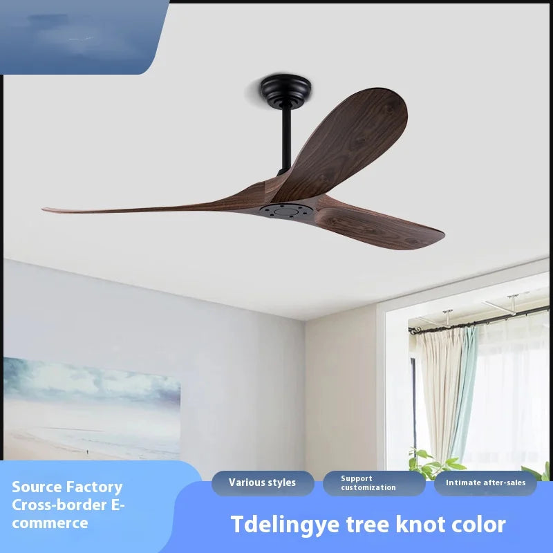 85-265V Solid Wood Bland 52 60 Inch Ceiling Fans with LED DC Motor Remote Control
