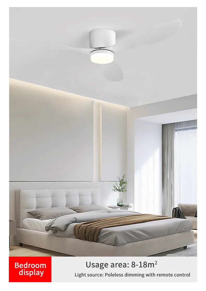LED Light DC Motor Modern Ceiling Fan Kitchen Living Room Dining Room Household High Air Volume Remote Control Pendant Light