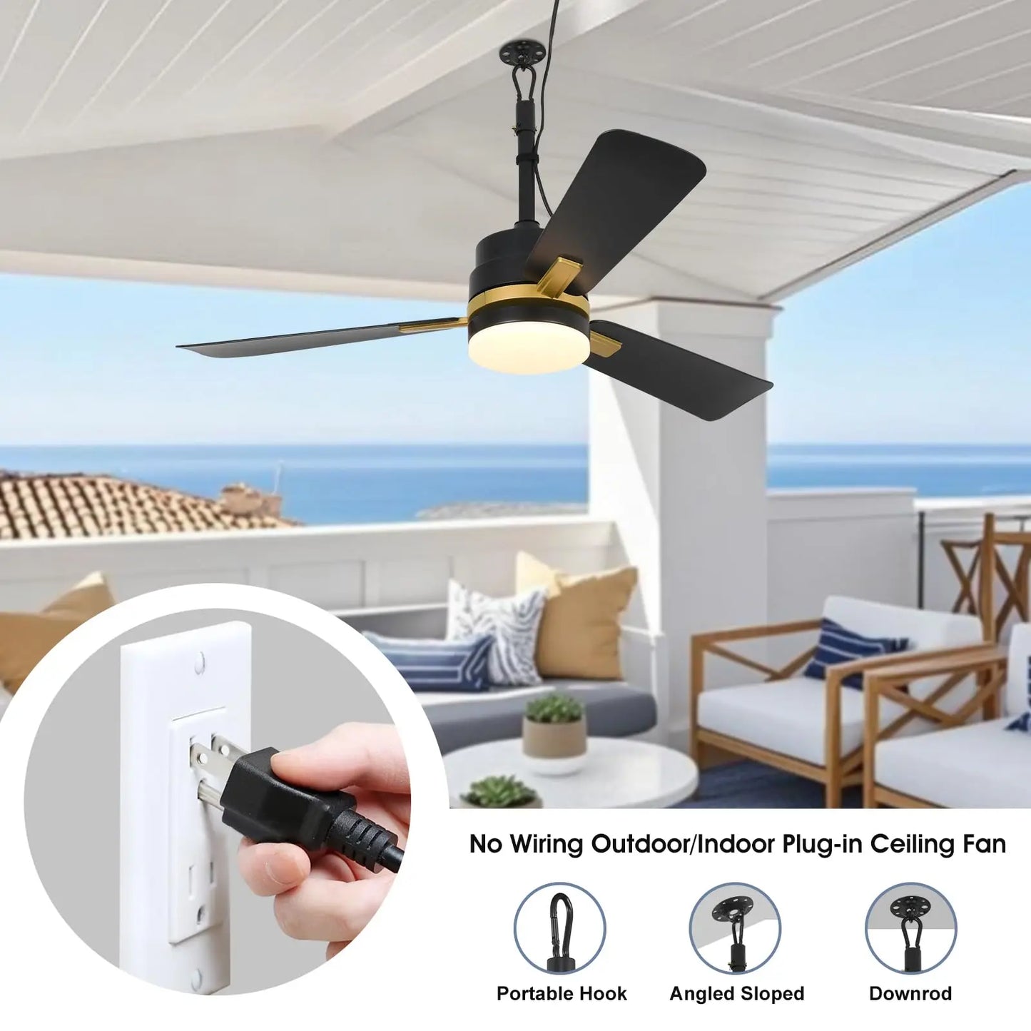 Cool Ceiling Fan with Light Mobile Hanging Electric Fan Home Dimmable Timer Silent Bedroom Living Room Fan LED Lighting