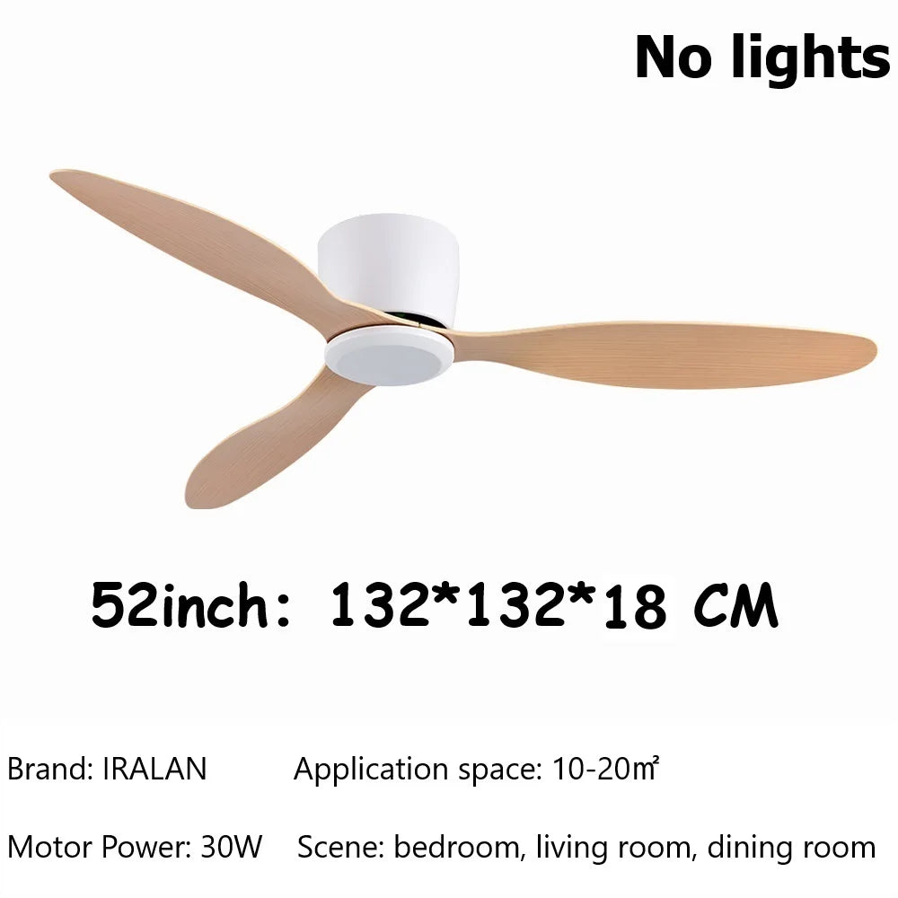 Jelena 42 52 Inch Smart Ceiling Fan No Light DC Motor Cooling Fans Lamp Low Floor Ceiling Fan with Remote Control Electric fan