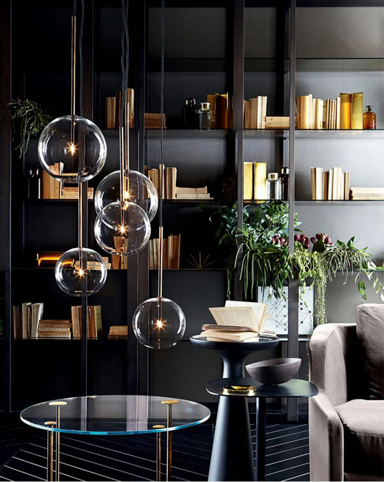 Modern Luxury Glass Ball Chandelier Lighting Fixtures Living Room Bedroom Decor Pendant Lights Restaurant Stairs Hanging Lamp