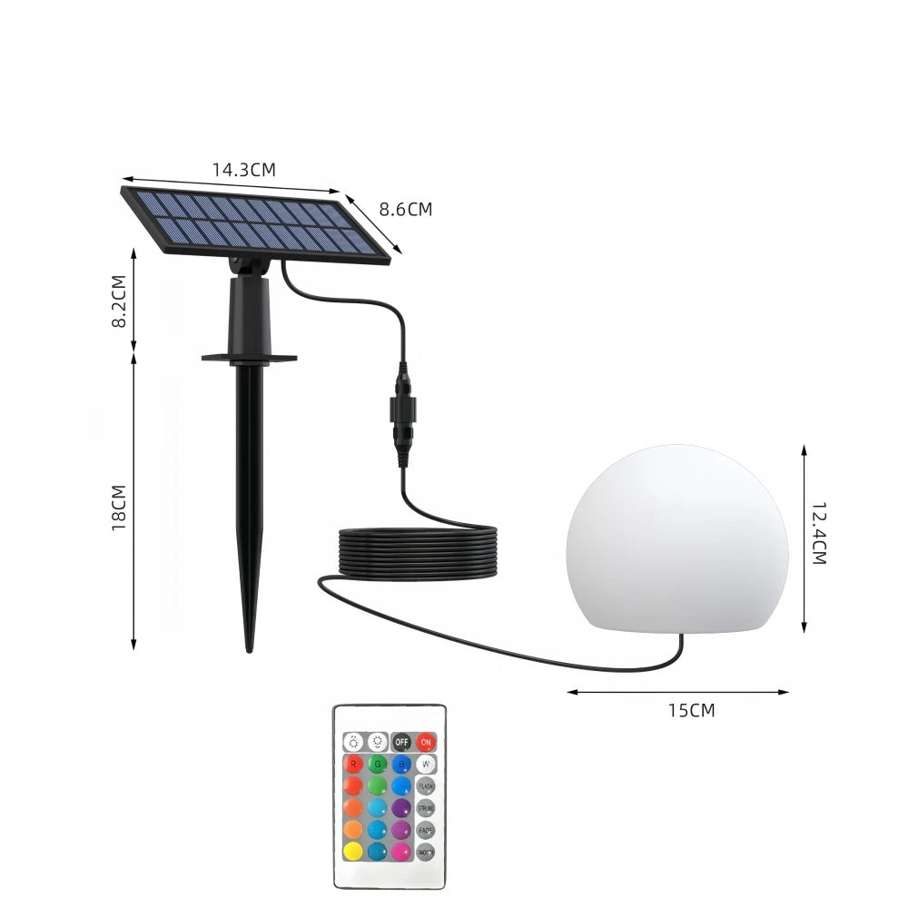 LED Ball Light Solar Rechargeable Globe Light Waterproof Outdoor Garden RGB Lamp for Patio Pool Yard Bar Party Decor Lighting