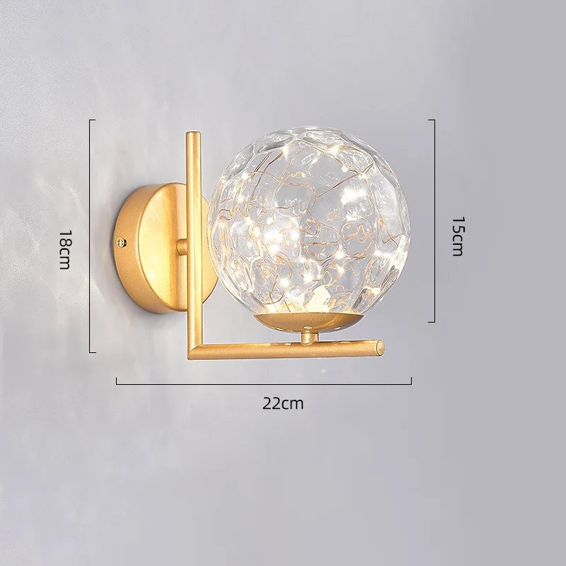 Nordic Wall Lamp Bedroom Bedside Light Warm Romantic LED Lights Luxury Living Room Modern Sconce Starry Background Lighting
