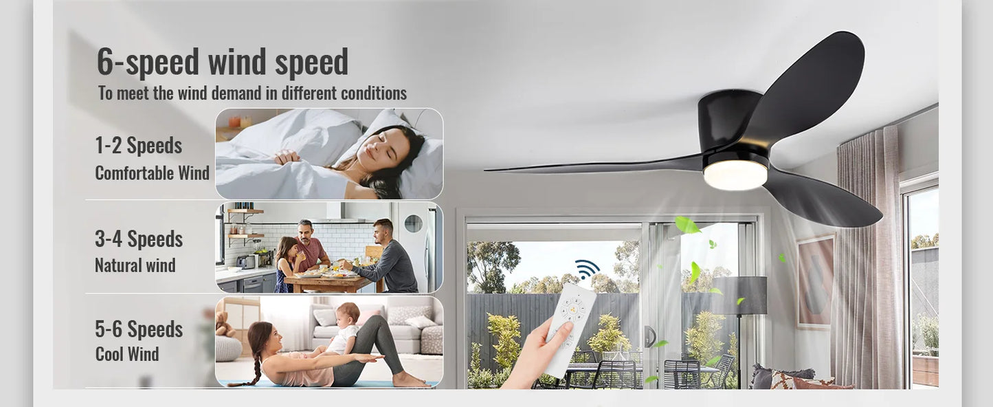 IRALAN silent and powerful ceiling fan 6-speed smart dimming LED Ceiling fan lighting bedroom room lamps Living room lights
