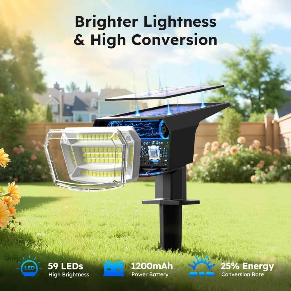 Solar Spot Lights Outdoor 59LED 2-in-1 Solar Landscape Spotlights IP65 Waterproof Solar Powered Flood Wall Lights for Outside