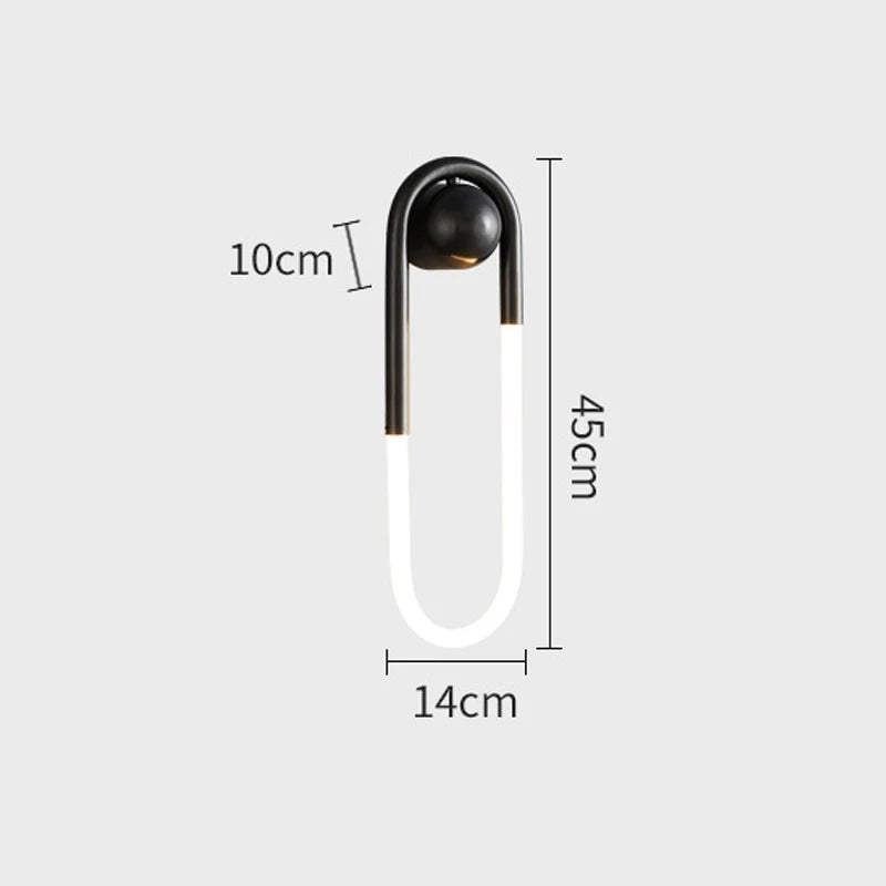 Minimalist U-shaped Wall lamp Modern designer Creative Study Living room Bedroom Background Wall light Bedhead