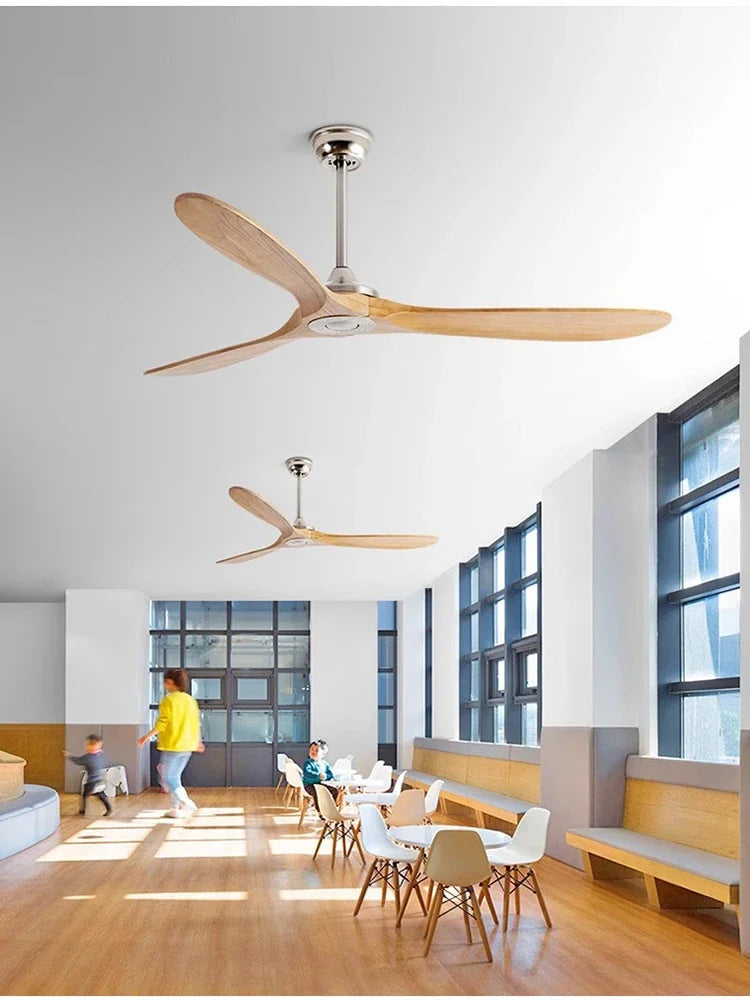 42/52/60/70 Inch Large wooden ceiling fan with DC Motor Remote Control ceiling lamp fan Electric fan for Living room bedroom