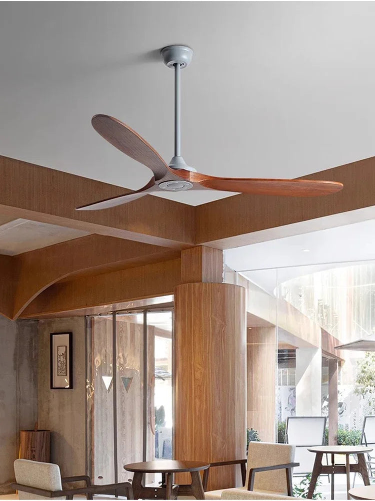 42/52/60/70 Inch Large wooden ceiling fan with DC Motor Remote Control ceiling lamp fan Electric fan for Living room bedroom