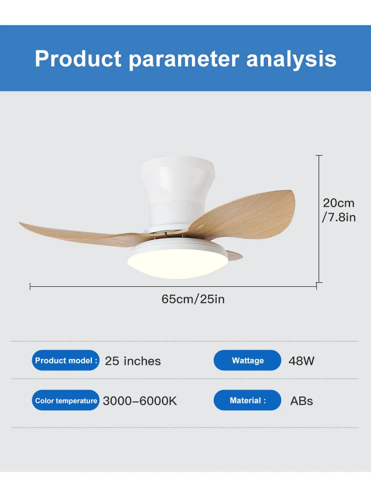 Bedroom fan light, ceiling fan light, high wind power ceiling, dining room, living room, household integrated ceiling, electric