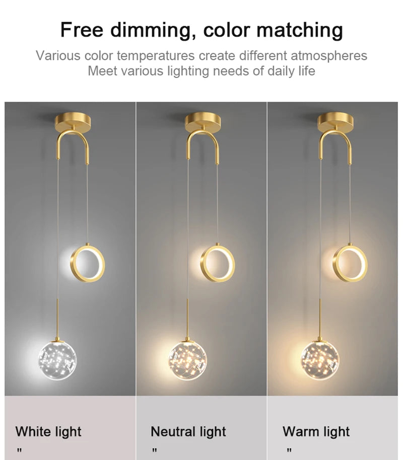 Nordic LED Pendant Light Indoor Lighting Fixture Living Bedroom Bedside Home Decoration Dining Table Hanging Lamps Pendant Lamp