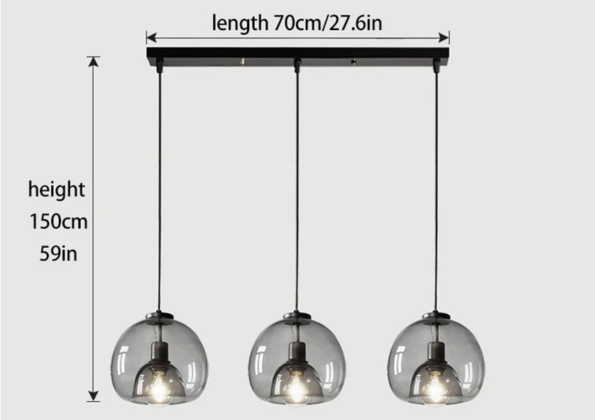 Glass Led Ceiling Chandelier E27 Black Pendant Lamp For Living Room Dining Table Kitchen Bedroom Modern Gray Art Hanging Light