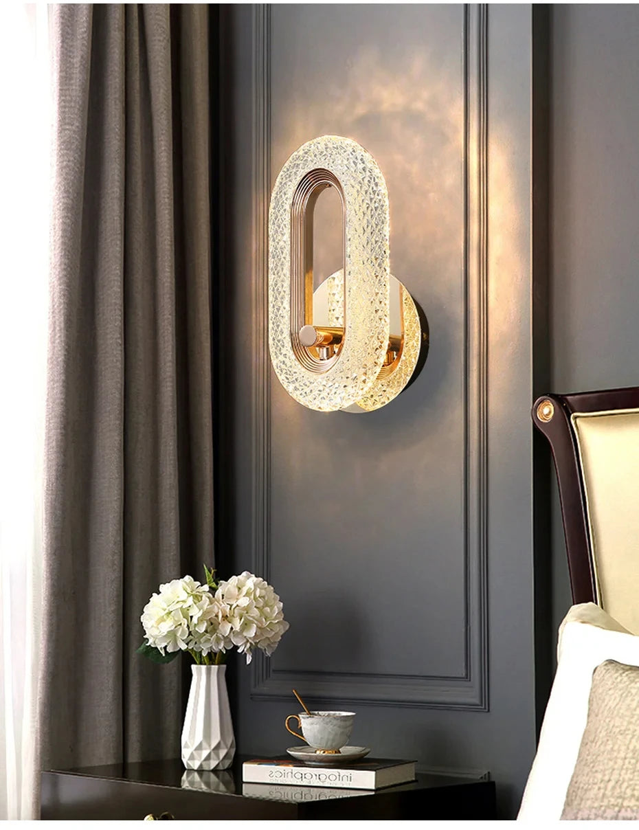 Modern Crystal Wall Lights Indoor Lighting Round/Oval LED Wall Lamp Home Decor for Kitchen Bedroom Living Room Creative Sconce