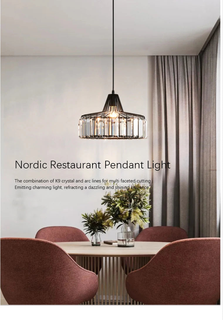 Modern K9 Crystal Pendant Light Led Ceiling Lamp Living Dining Room Nordic Chandelier Aisle Decor Balcony Corridor Fixture Lumi