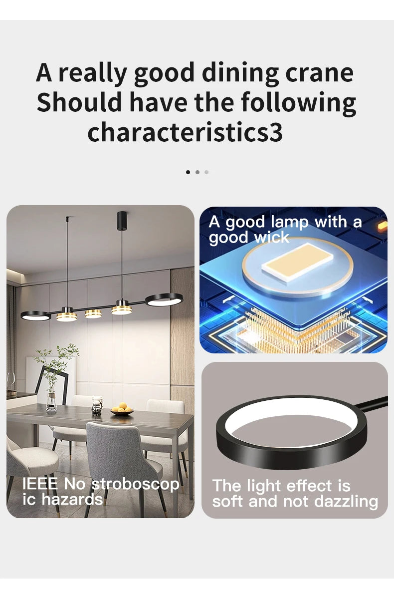 Pendant Lights Hanging Lamp Modern Table LED Long Linear Chandelier Kitchen Island Lighting For Dining Living Room Office Light