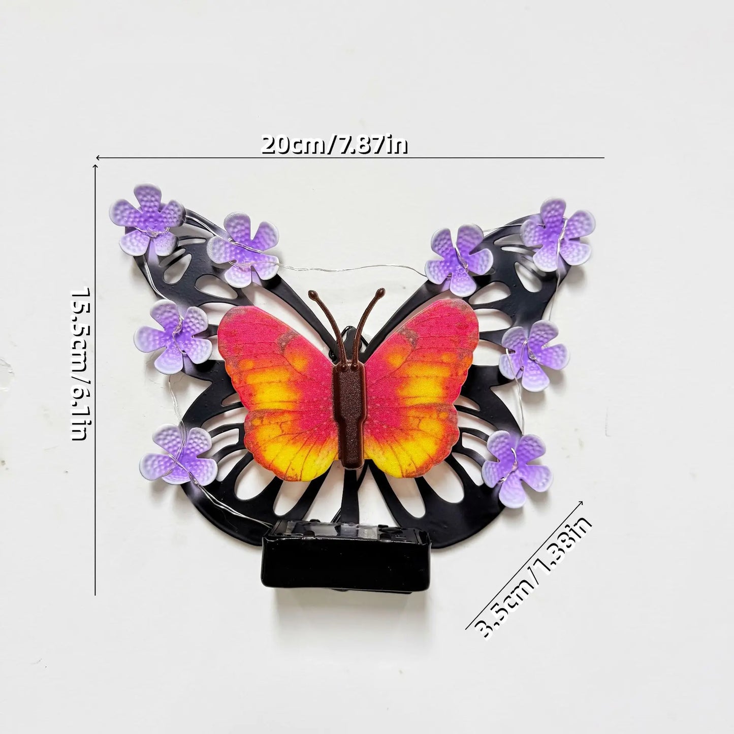 Solar Outdoor Butterfly Wall Decor Metal Decorative Lights Waterproof Butterfly Decoration for Outside Patio Yard Porch