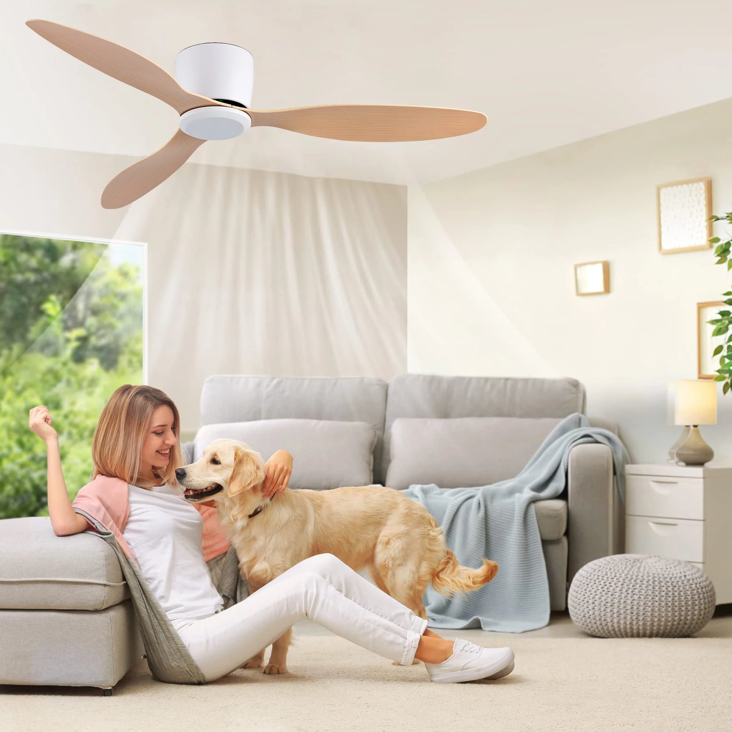 Modern Ceiling Fans with Remote 42/52 Inch Ceiling Fan No light with Quiet Reversible DC Motor  for Patio Living Room Bedroom
