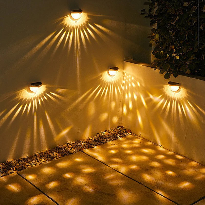 2Pcs Solar Wall Light, Solar Powered Outdoor Lighting, Waterproof Light Control Fence Lamp for Deck Yard Garage Stair