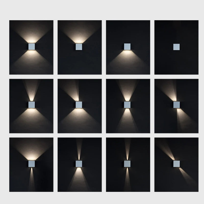 Outdoor Waterproof Wall Lamp Modern Square Aluminum Black White Gray Wall Lighting Porch Courtyard Lamp Exterior Wall Fixture
