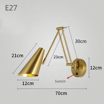 Modern Indoor Touch Sensor Wall Lights Adjustable Swing Long Arm LED Wall Lamps Internal Bedside Lighting Decor Sconce Lights
