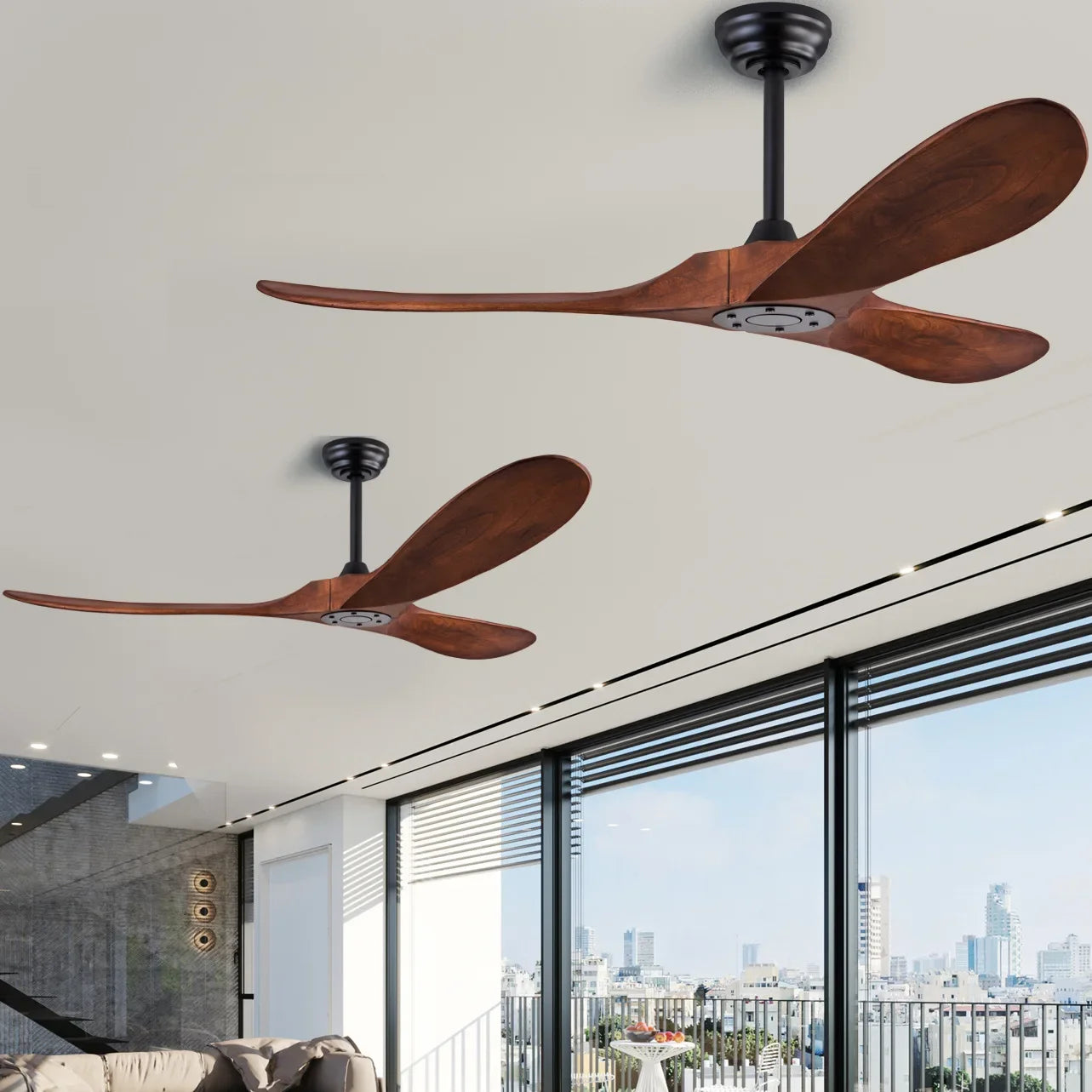 85V - 260V Solid Wood Bland 52 60 Inch Ceiling Fans with LED DC Motor Remote Control