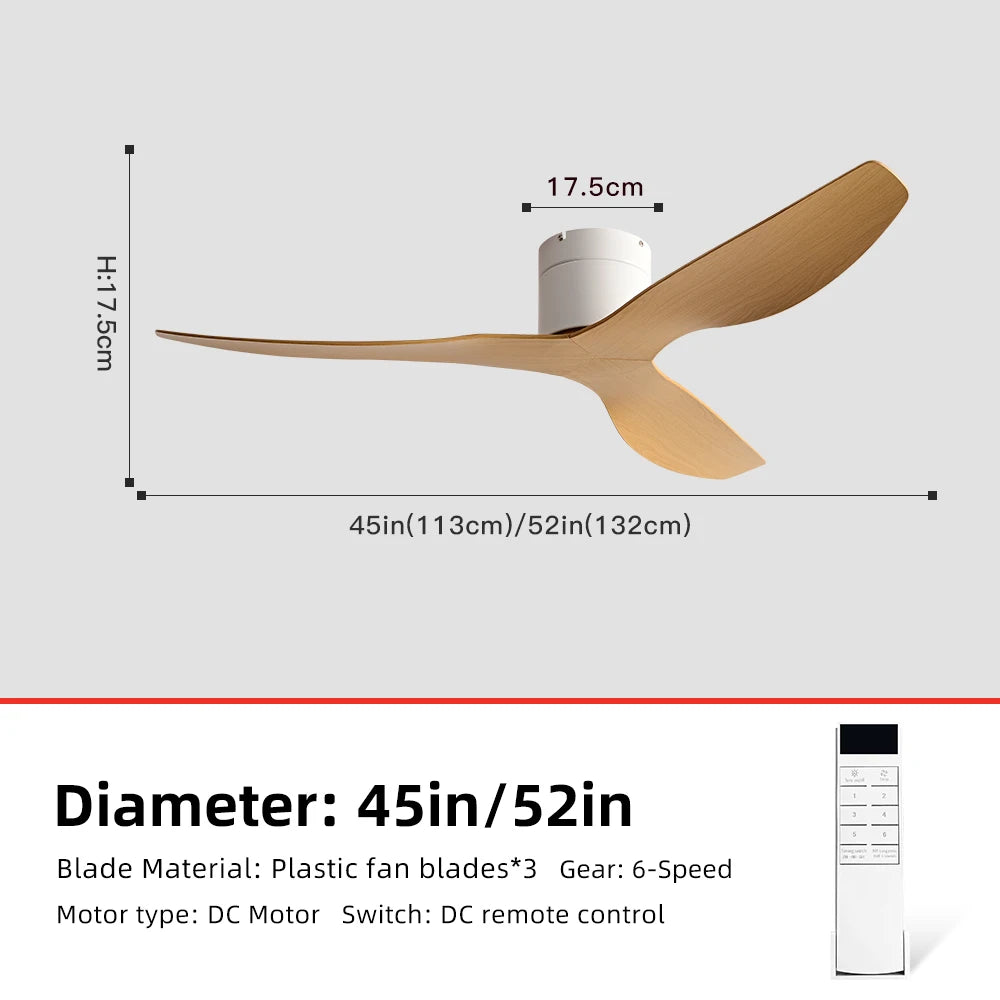 FUMANJIA 45/52" Industrial Retro Ceiling Fan, Ideal for Living/Dining Areas, Home & Office - 6 - Speed Silent DC Inverter Motor