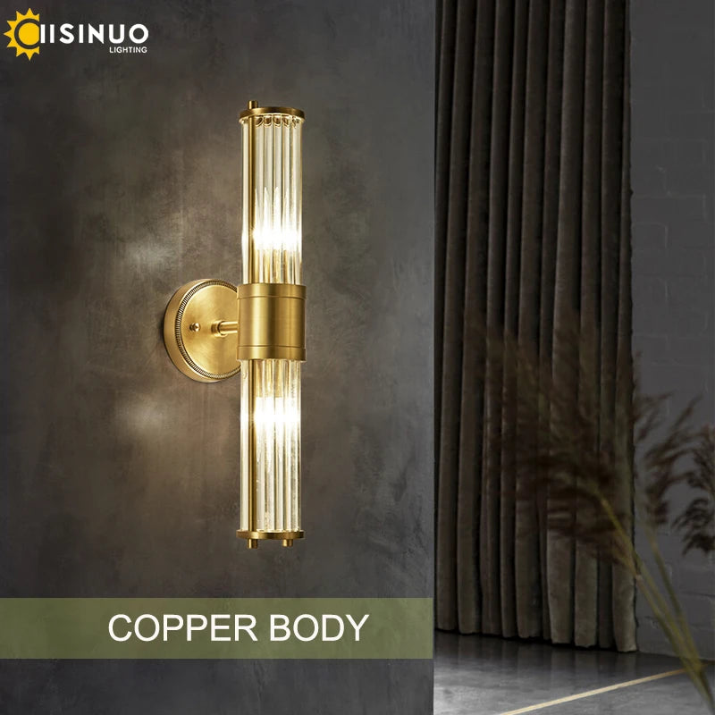 Copper Wall Sconce Light Indoor Wall Mount Lamp E14 Base Wall Fixture for Bedroom Living Room Balcony Hallway Decoration 96V240V