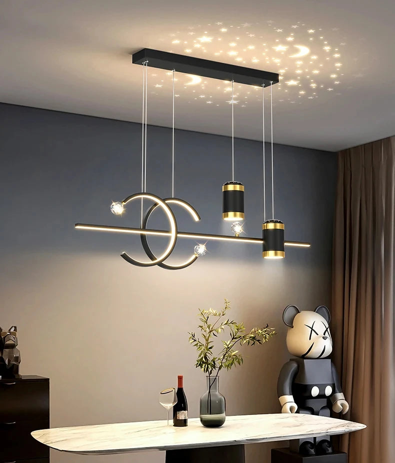 Modern Dining Room Pendant Light LED Smart Remote Control Dining Table Hanging Lamp Luxury Lustre Home Indoor Decor Chandelier