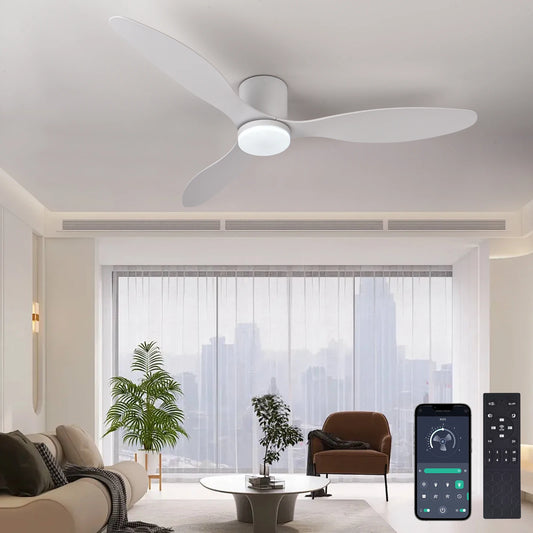52 Inch Low Profile Ceiling Fan with Light Remote Control for Indoor And Covered Outdoor Use Made in China