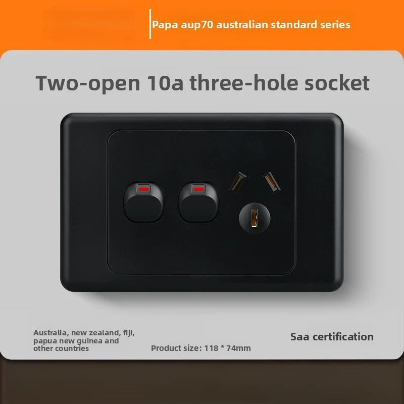118 Type Australian Standard Socket Switch Combination Single Opening Multi Hole Socket Panel Multi Opening Multi Hole 10a/15a