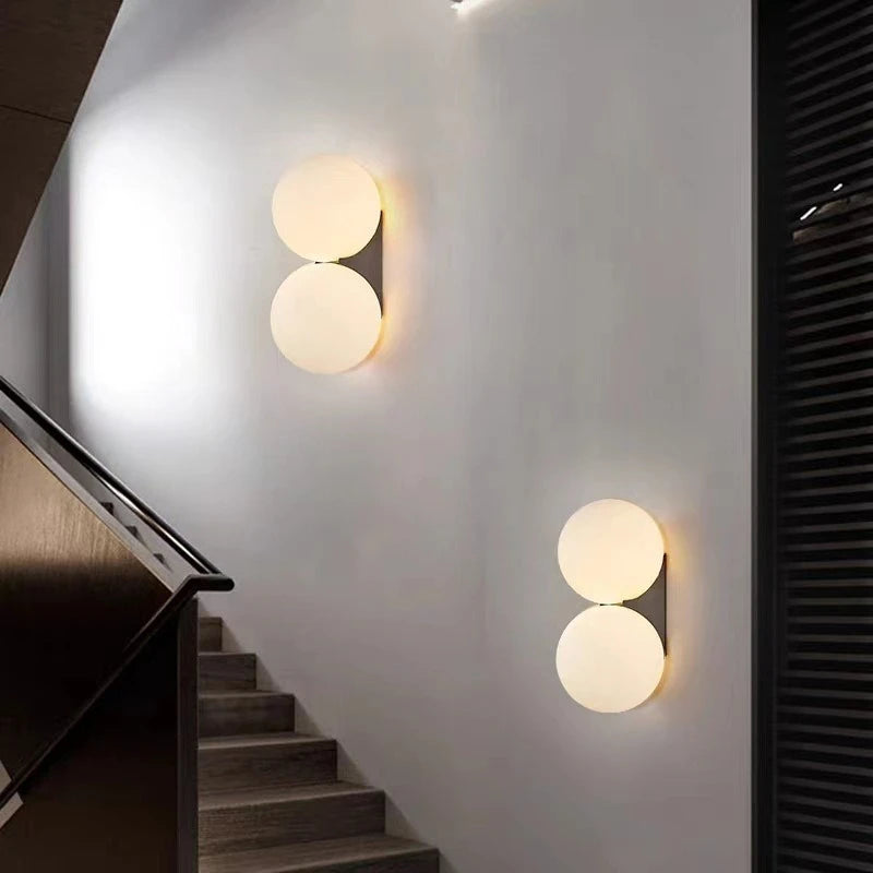 Nordic Minimalist Wall Lamp G9 Milk White Glass Ball Wall Light Modern Living Room Hallway Interior Decoration Lighting Fixtures
