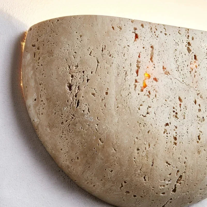 2025 Led Wall Lamp Bedroom Bedside Light Retro Medieval Style Yellow Cave Stone Nature Lighting Fixtures Home Room Decor Interio