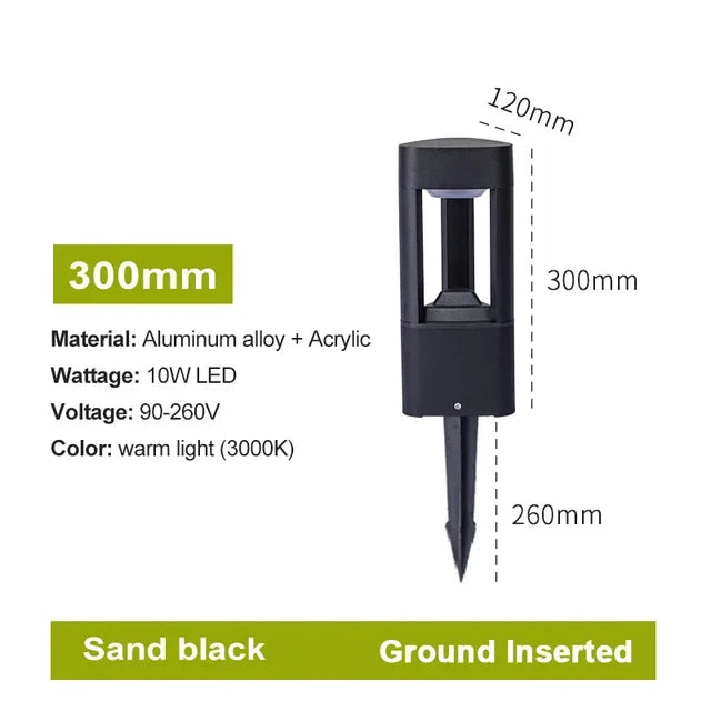 LED Bollard Landscape Light Outdoor Black Garden Pathway Lighting Fixtures Floor Lawn Lamp for Pillar Driveway Patio Yard Decora