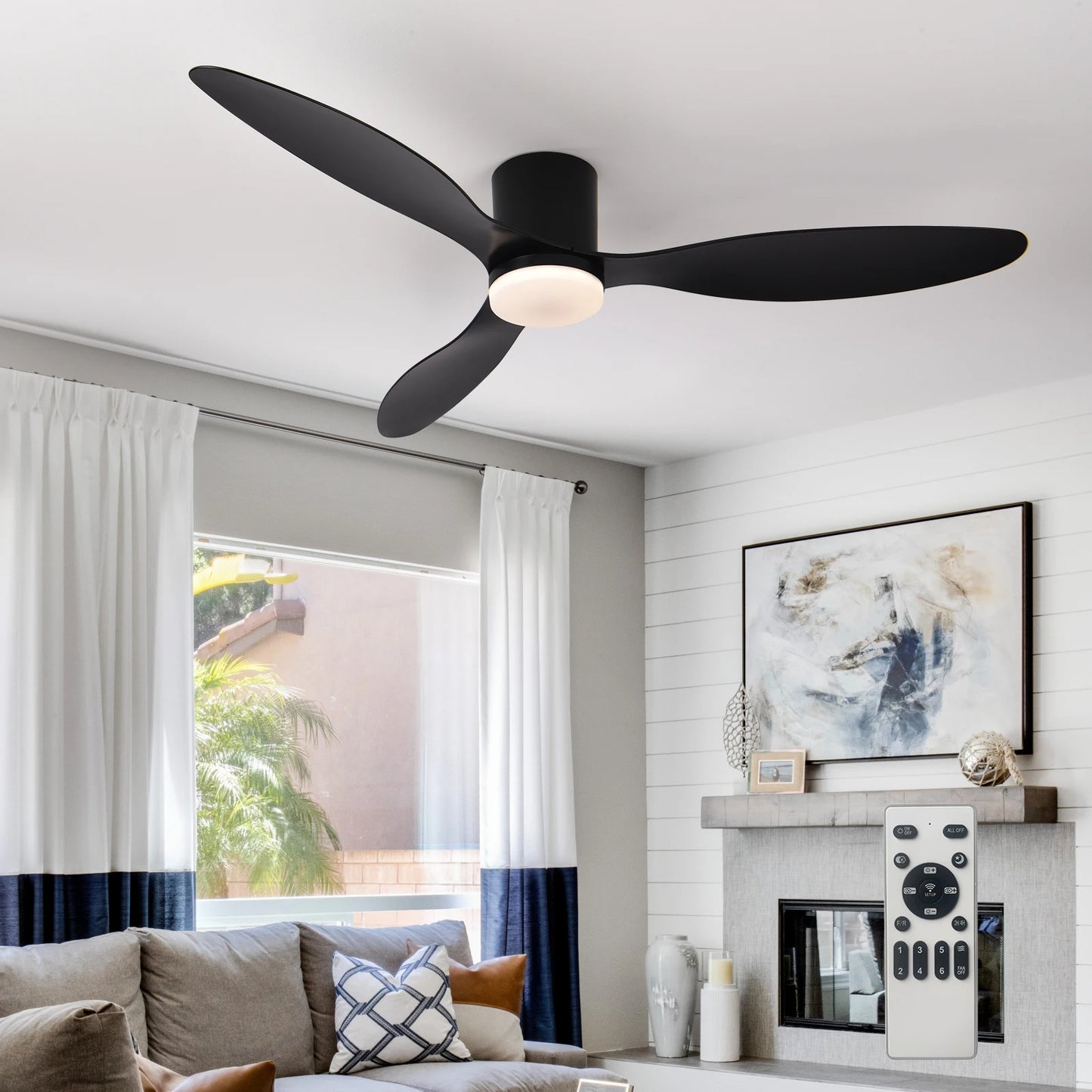Modern Black White Low Floor DC Motor 30W Ceiling Fans With Remote Control Simple Ceiling Fan With Light Home Fan