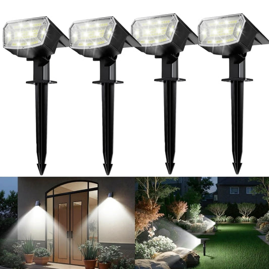 Solar Spot Lights Outdoor 59LED 2-in-1 Solar Landscape Spotlights IP65 Waterproof Solar Powered Flood Wall Lights for Outside