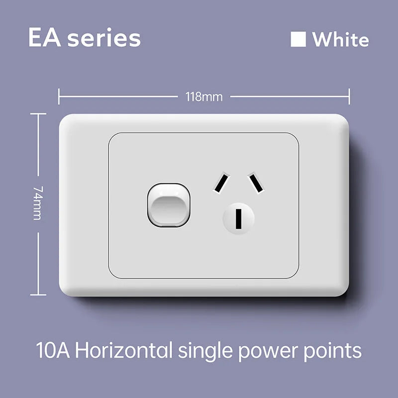 118 Type Australian Standard 1/2/3/4/5/6 Gang Six-hole 15A Wall Switch Socket USB Type-c Port Fast Charging Power Socket Panel