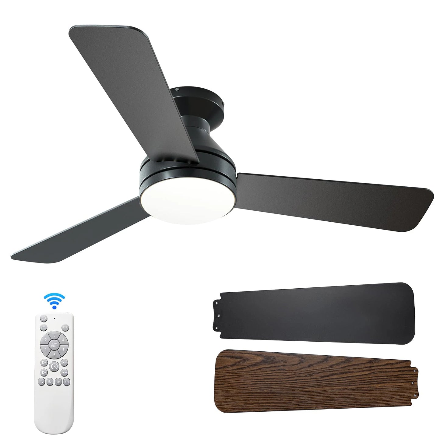 Silent Ceiling Fan with Light LED Smart Remote Control Dimmable 6-Speed Electric Fan Simple Energy-saving Large Home Ceiling Fan