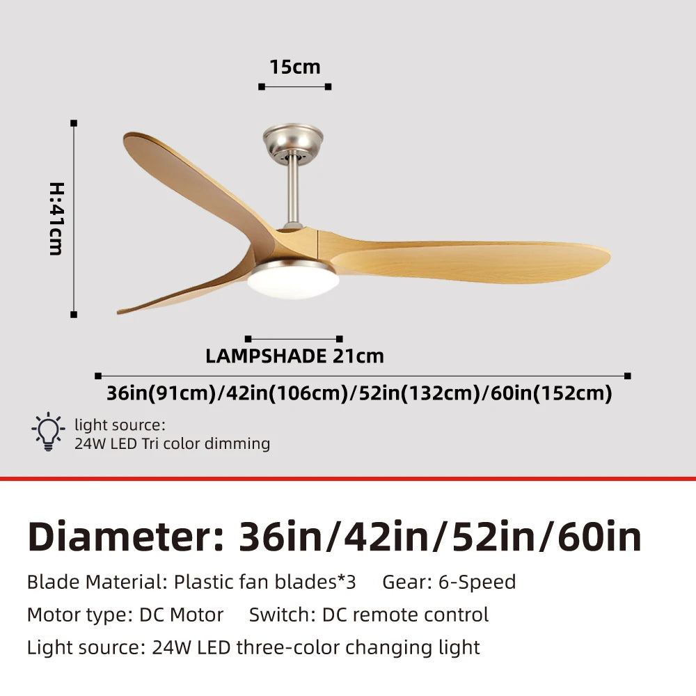 36,42,52,60 Inch Inverter Ceiling Fan Light w/Remote, Quiet, 6-Speed, Energy-Efficient for Living, Dining, Study, Bedroom