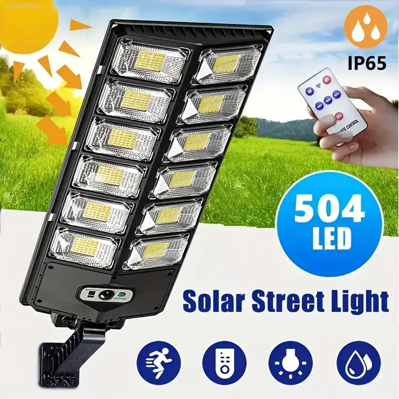 Outdoor Solar 504 LED Lights Waterproof 4500 mAh Super Bright Wall Lamp With Motion Sensor Remote Control Garden Street Light