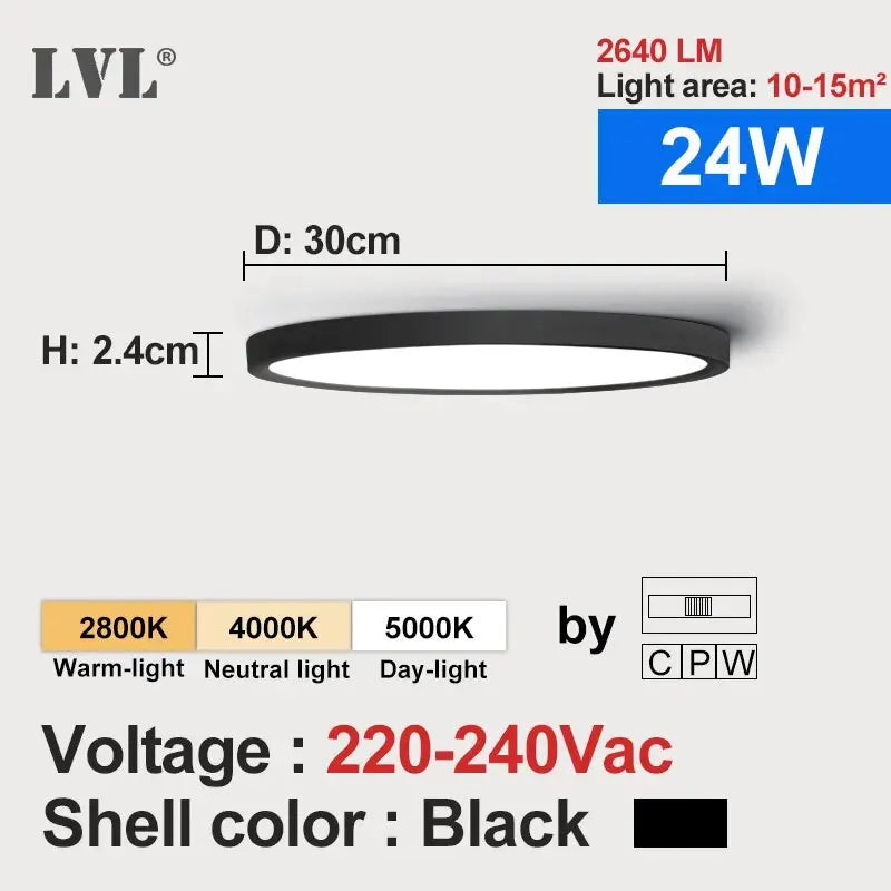 LVL LED Ceiling Light Wood Grain 3 in 1 Lighting Colors Home Lighing Kitchen Bedroom Bathroom Round Flush Ceiling Lamp